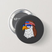 Badge Rond 5 Cm American Bald Eagle Mullet 4th Of July Funny Usa  (Devant & derrière)