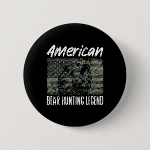 Badge Rond 5 Cm American Bear Hunter Legend Usa Drapeau Black Bear