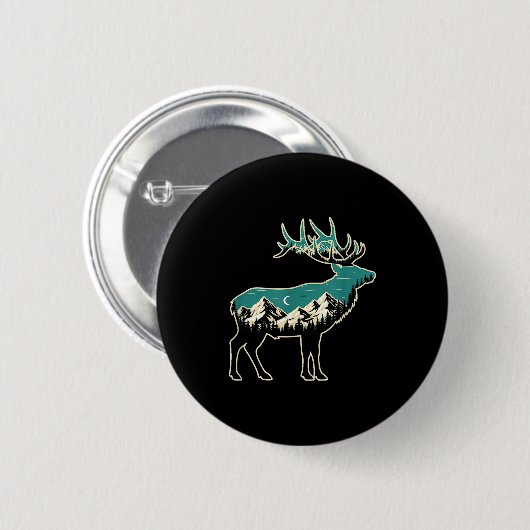 Badge Rond 5 Cm American Elk Lover Dad Retro Hunting (Devant & derrière)
