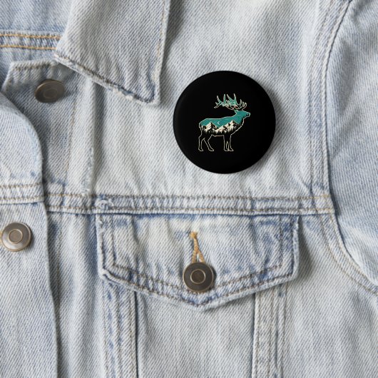 Badge Rond 5 Cm American Elk Lover Dad Retro Hunting (En situation)