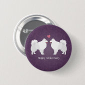 Badge Rond 5 Cm American Eskimo Chien Happy Anniversaire Design (Devant & derrière)
