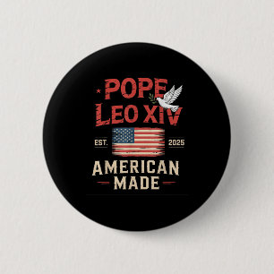 Badge Rond 5 Cm American Fabriqué Premier Pape Leo Xiv Christian R
