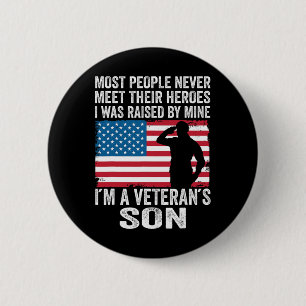 Badge Rond 5 Cm American Fier Vétérinaire Fils Anciens Combattants