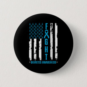 Badge Rond 5 Cm American Flag Lutte contre le diabète Sensibilisat