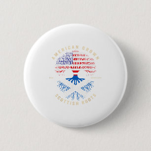 Badge Rond 5 Cm American Grosse Avec Des Racines Écossaises - C'Es