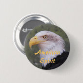 Badge Rond 5 Cm American Spirit Bald Eagle Head (Devant & derrière)