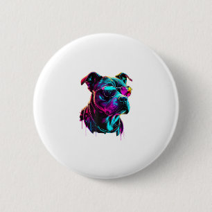 Badge Rond 5 Cm American Staffordshire Terrier Dogs Personnel amér