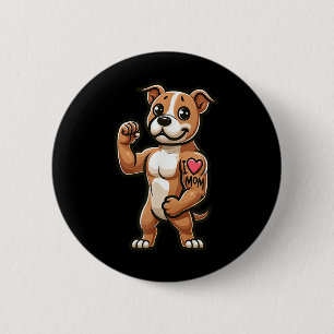 Badge Rond 5 Cm American Staffordshire Terrier I Love Maman Funny 