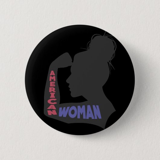 Badge Rond 5 Cm American Woman gris foncé (Devant)