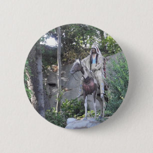 Badge Rond 5 Cm Amérindien Chef avec image de cheval
