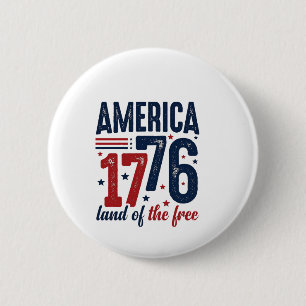 Badge Rond 5 Cm Amérique 1776 Terre de liberté Vintage Patriote Sh
