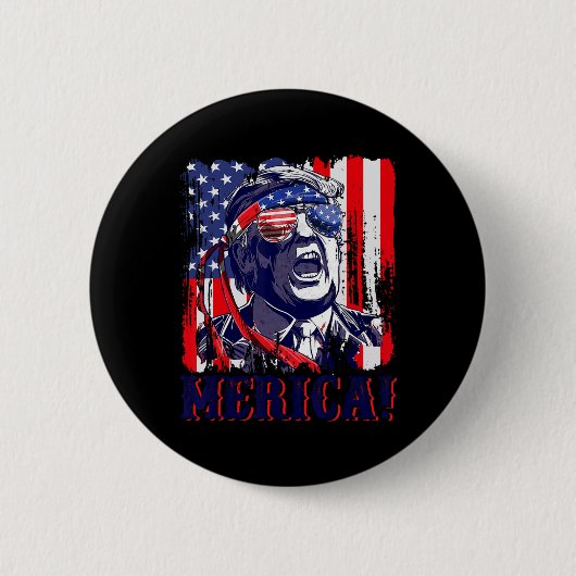 Badge Rond 5 Cm Amérique 4 juillet Drapeau américain Murica Amériq (Devant)