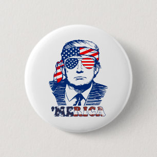 Badge Rond 5 Cm Amérique américaine heureuse 4 juillet Trump Améri