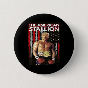Badge Rond 5 Cm Amérique Boxer Trump Rocky Trump mème Trump 2024,