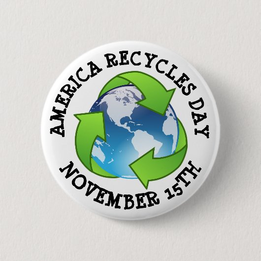 Badge Rond 5 Cm Amérique Recycles Day 15 novembre (Devant)