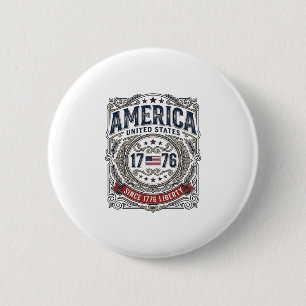 Badge Rond 5 Cm Amérique Vintage 1776 Patriotique Liberté
