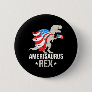 Badge Rond 5 Cm Amérisaurus Rex Dinosaur Jour de l'Indépendance 4t
