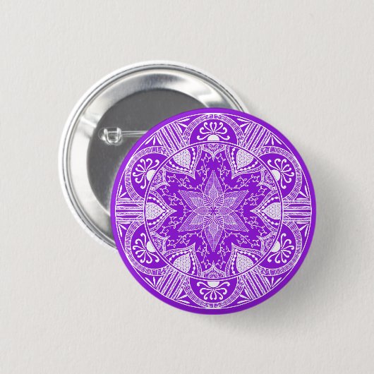 Badge Rond 5 Cm Amethyst Mandala (Devant & derrière)