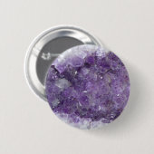 Badge Rond 5 Cm Améthyste Geode - pierre gemme en cristal violette (Devant & derrière)