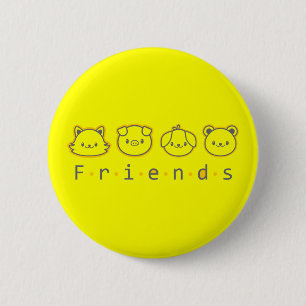 Badge Rond 5 Cm Amis animaux mignons se font face