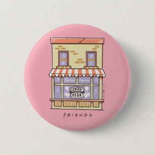Badge Rond 5 Cm AMIS™   Central Perk Cartoon Coffee Shop