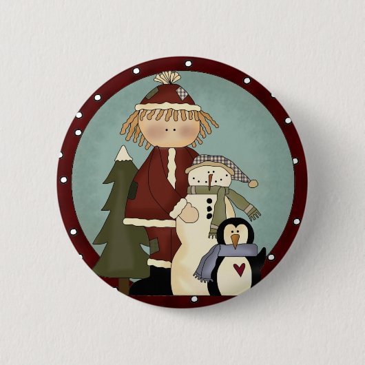Badge Rond 5 Cm Amis mignons de Noël (Devant)