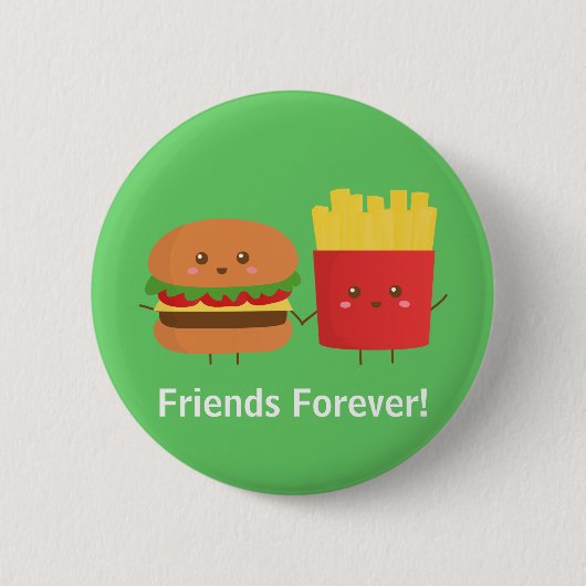 Badge Rond 5 Cm Amis mignons d'hamburger et de fritures pour (Devant)