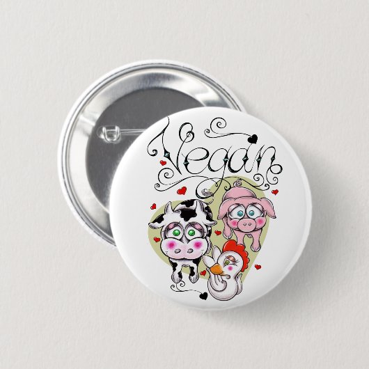 Badge Rond 5 Cm Amis végétaliens (Devant & derrière)