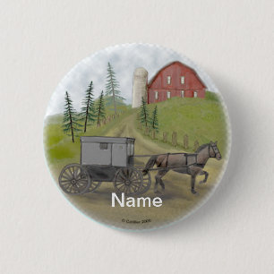 Badge Rond 5 Cm Amish Buggy Visite