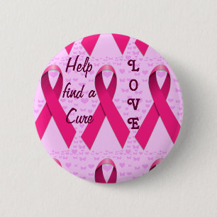 Badge Rond 5 Cm Amour & Aide - Sensibilisation au cancer du sein_
