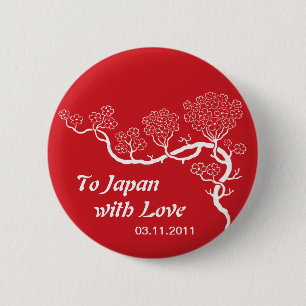 Badge Rond 5 Cm Amour au bouton de fleurs de cerisier du Japon