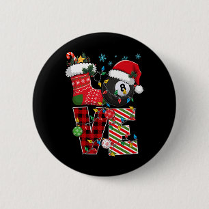 Badge Rond 5 Cm Amour Billard Chapeau de Noël Santa Billardser Pla