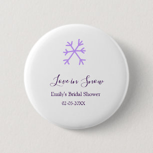 Badge Rond 5 Cm Amour dans la neige douche de mariée paillettes fl