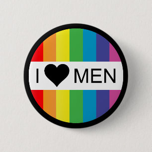 Badge Rond 5 Cm amour d'arc-en-ciel. hommes du coeur i