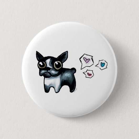 Badge Rond 5 Cm Amour de Boston Terrier (Devant)