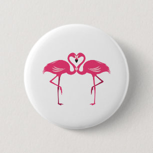 Badge Rond 5 Cm Amour de Flamant rose
