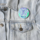 Badge Rond 5 Cm Amour de flamingo (bleu) (En situation)
