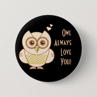Badge Rond 5 Cm Amour de hibou