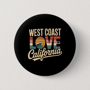 Badge Rond 5 Cm Amour de la côte ouest Californie Rétro Surfant su