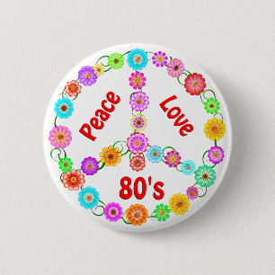 Badge Rond 5 Cm amour de la paix 80s