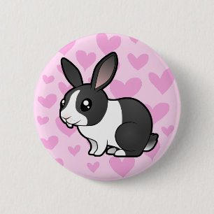 Badge Rond 5 Cm Amour de lapin (oreille lisse poil doux)