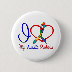 Badge Rond 5 Cm Amour de l'autisme I mes étudiants autistes