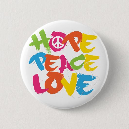 Badge Rond 5 Cm Amour de paix d'espoir (Devant)