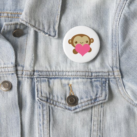 Badge Rond 5 Cm Amour de singe (En situation)