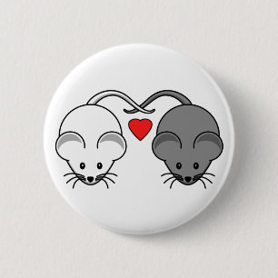 Badge Rond 5 Cm Amour de souris de bois d'ébène et d'ivoire