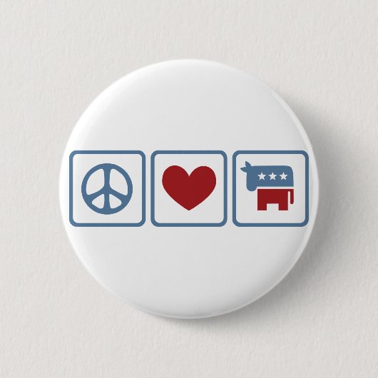 Badge Rond 5 Cm Amour Démocrate de paix (Devant)