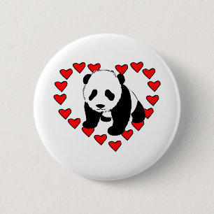 Badge Rond 5 Cm Amour d'ours panda