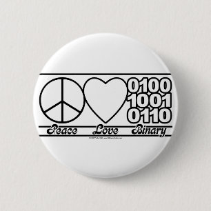 Badge Rond 5 Cm Amour et binaire de paix