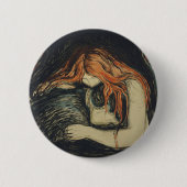 Badge Rond 5 Cm Amour et douleur (Le Vampire) (par Edvard Munch) (Devant)