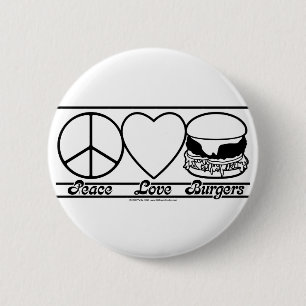 Badge Rond 5 Cm Amour et hamburgers de paix
